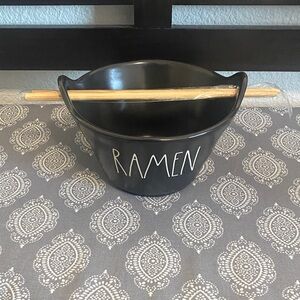 Rae Dunn Black Ramen Bowl with Chopsticks